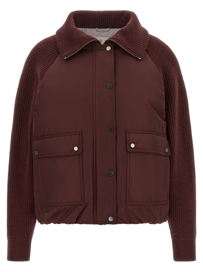 Brunello Cucinelli Bordeaux Cotton Bomber