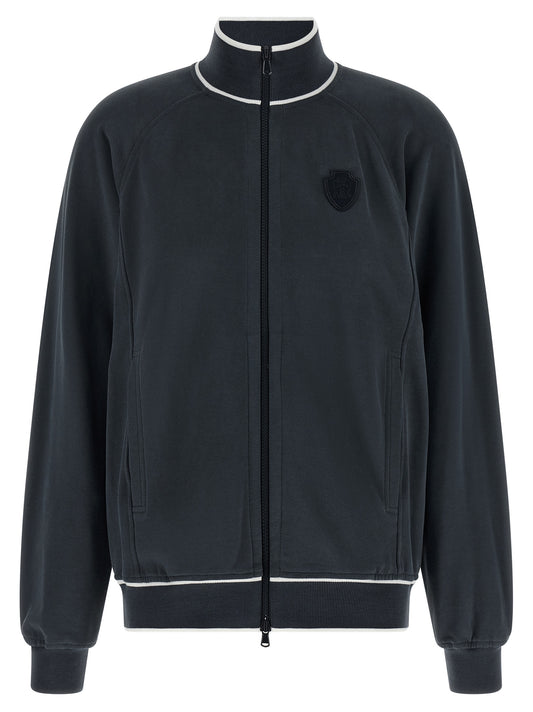 Activewear Sweatshirt by Brunello Cucinelli for women in cotton dark-blue & signature showcases a versatile silhouette, artfully detailed with a versatile and for a versatile finish with .
