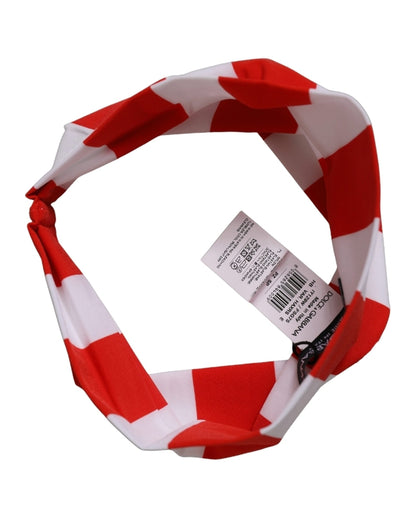 Dolce & Gabbana Cashmere Nylon & Elastane Headband - Black Red White Signature Striped