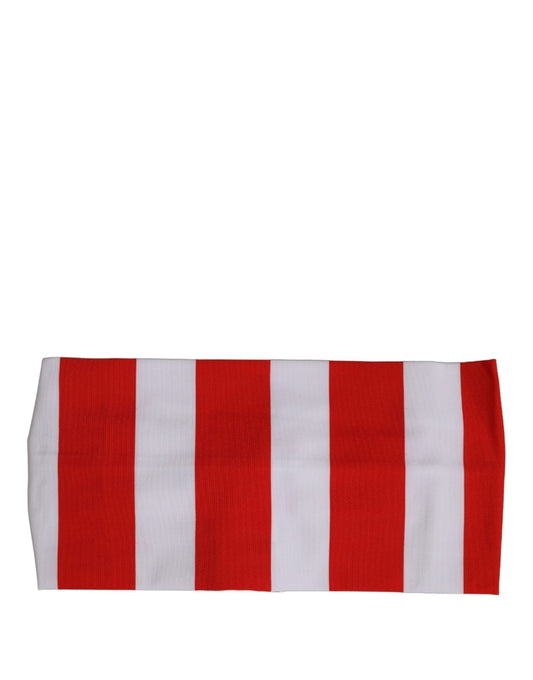 Dolce & Gabbana Cashmere Nylon & Elastane Headband - Black Red White Signature Striped