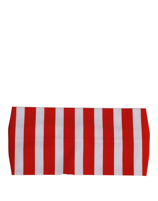 Dolce & Gabbana Stretch Nylon Headband - Red White Signature Striped