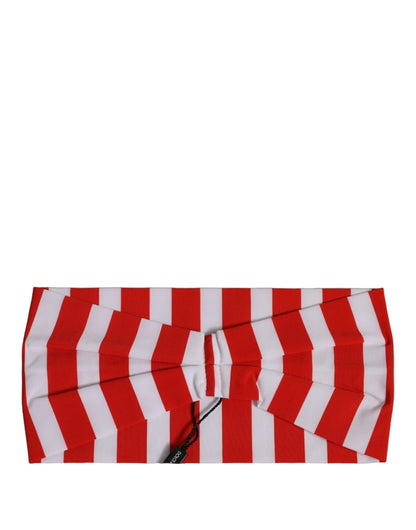 Dolce & Gabbana Stretch Nylon Headband - Red White Signature Striped