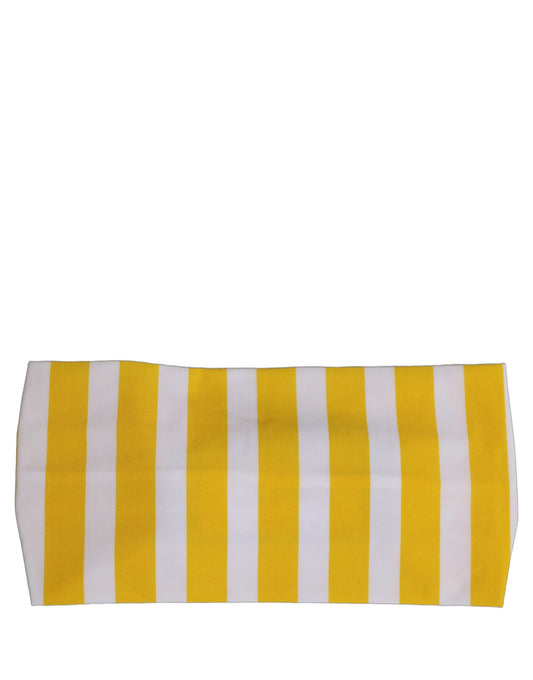 Dolce & Gabbana Stretch Nylon Headband - White Yellow Signature Striped
