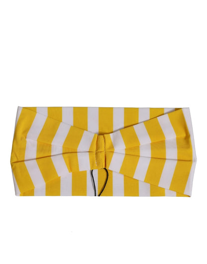 Dolce & Gabbana Stretch Nylon Headband - White Yellow Signature Striped