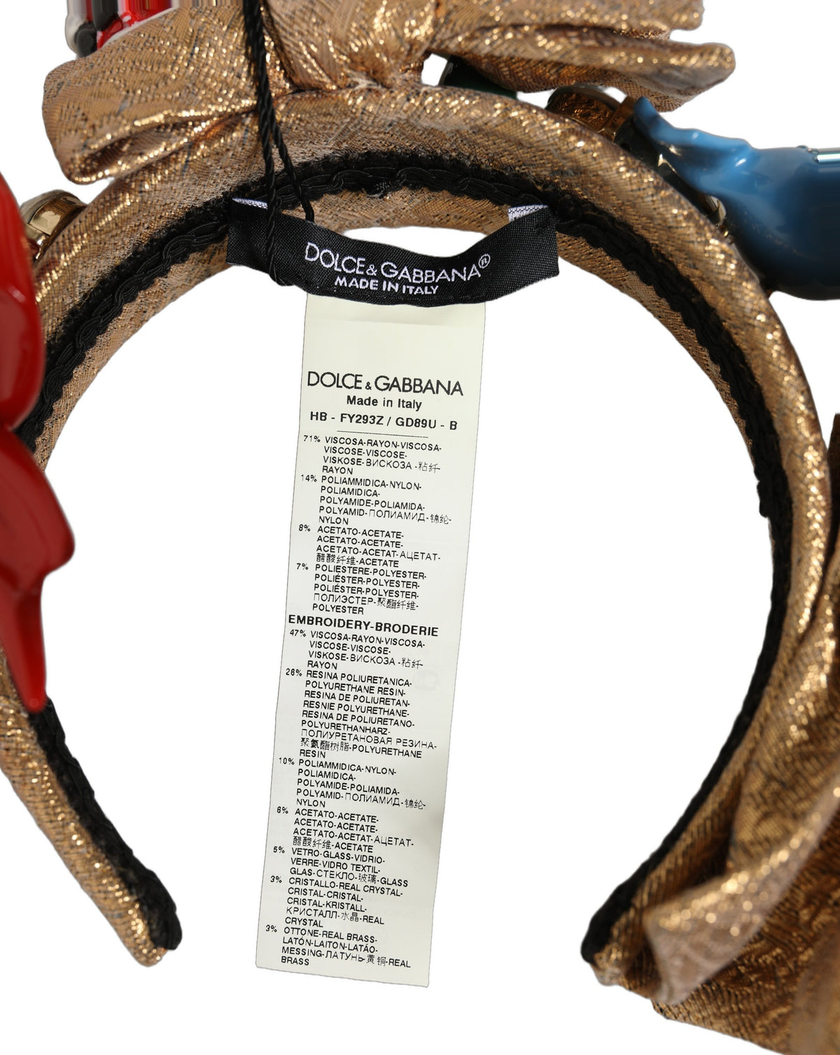 Dolce & Gabbana Nylon Polyester & Acetate Headband - Gold Multicolor