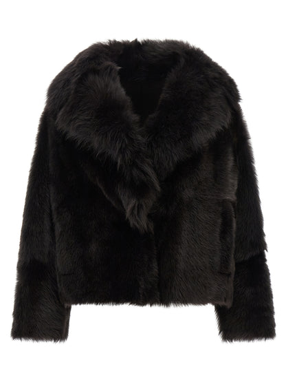 BLANCHA Brown Lamb Fur Full-Length Jacket