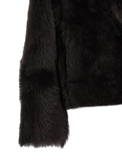 BLANCHA Brown Lamb Fur Full-Length Jacket
