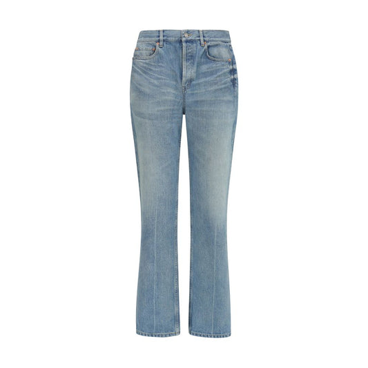 Saint Laurent Blue Cotton Straight-Leg Jeans
