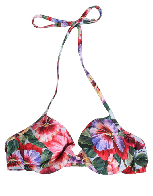 Dolce & Gabbana Women's Stretch Nylon Swimwear Top - Multicolor Floral Print