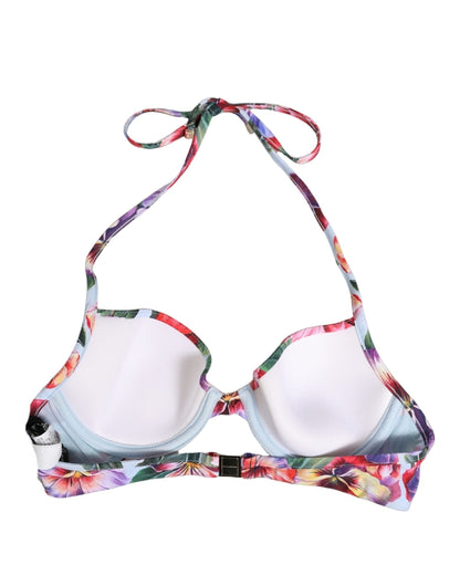Dolce & Gabbana Women's Stretch Nylon Swimwear Top - Multicolor Floral Print