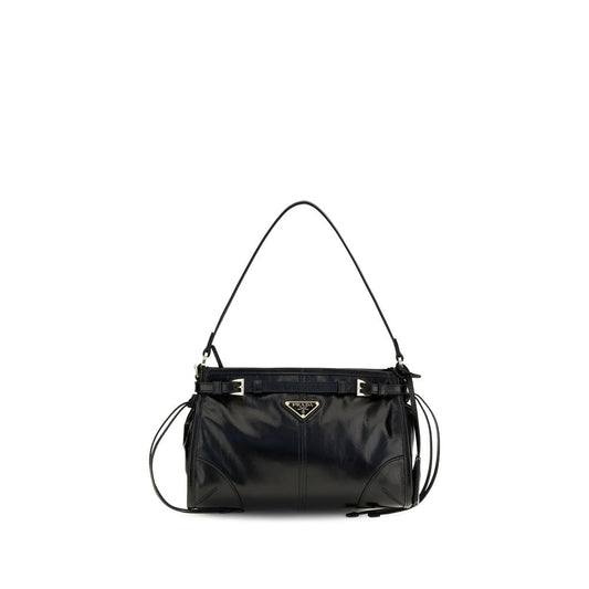 Small Shoulder Hobo Handbag by Prada for women in bos taurus calf leather black features a exquisite silhouette, showcasing a secure zipper and exquisite with versatile shoulder-strap, handle, adjustable-strap, detachable-strap & belt-strap for a exquisite finish.