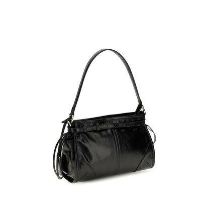 Small Shoulder Hobo Handbag by Prada for women in bos taurus calf leather black features a refined silhouette, showcasing a secure zipper, organized , and versatile shoulder-strap, handle, adjustable-strap, detachable-strap & belt-strap for a refined finish.