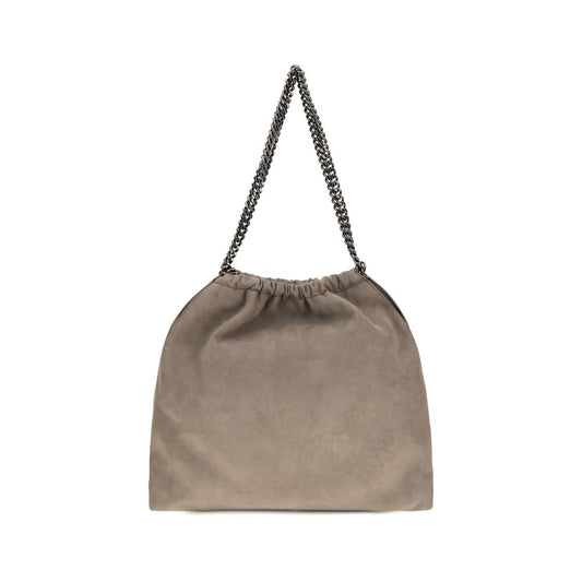 Mini Shoulder Flap Bag by Stella McCartney for women in polyester beige & silver features a statuesque silhouette, showcasing a secure flap & magnetic and statuesque with versatile shoulder-strap & handle for a statuesque finish.