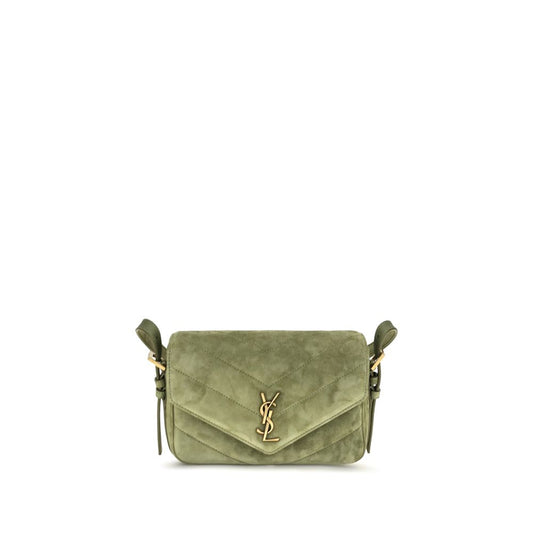 Saint Laurent Lou Suede Leather & Cotton Crossbody Pouch Shoulder Bag - Bicolour Chevron