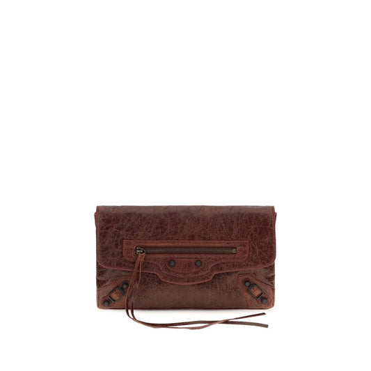 Compact Clutch Handbag by Balenciaga for women in lambskin leather & cotton canvas bordeaux features an sculptural silhouette, showcasing a secure zipper & magnetic and sculptural with versatile for a sophisticated look.
