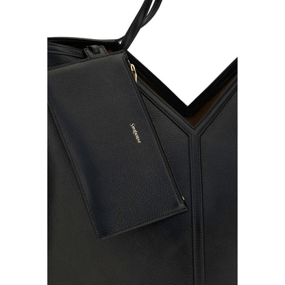 Large Shoulder Tote Bag by Saint Laurent for men in bos taurus calf leather black & signature presents a statuesque silhouette, showcasing a secure zipper & hook and statuesque with versatile shoulder-strap for a sophisticated look.