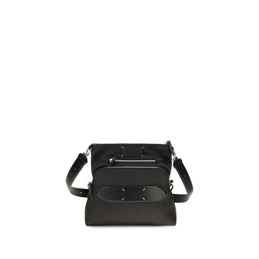 Small 2-in-1 Shoulder & Crossbody Bag by Maison Margiela for women in lamb leather black, white & signature features a statuesque silhouette, showcasing a secure zipper and statuesque with versatile crossbody-strap, shoulder-strap, adjustable-strap & detachable-strap for a statuesque finish.