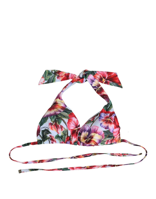 Dolce & Gabbana Women's Stretch Nylon Swimwear Top - Multicolor Floral Signature