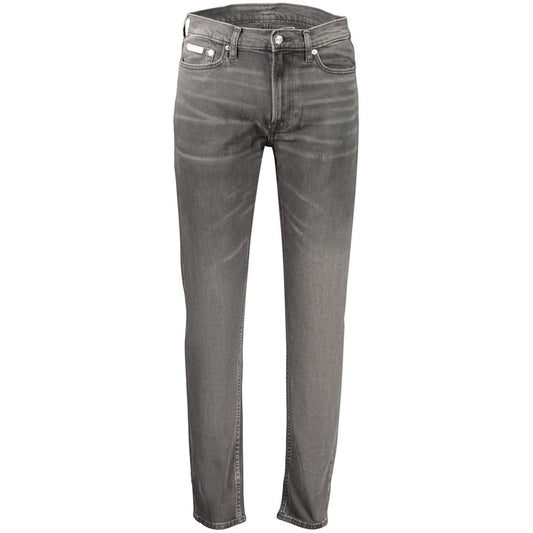 Jeans by Calvin Klein for men in stretch denim cotton black presents a refined pantology silhouette, artfully defined by a refined pantology tapered-leg, long, and a sophisticated .