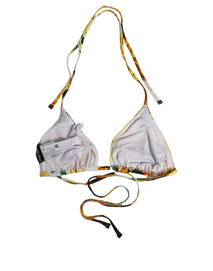 Dolce & Gabbana Women's Stretch Nylon Swimwear Top - Multicolor Floral Signature Print