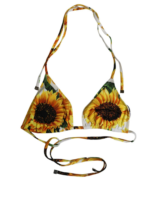 Dolce & Gabbana Women's Stretch Nylon Swimwear Top - Multicolor Floral Signature Print