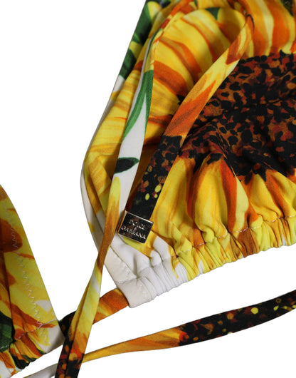 Dolce & Gabbana Women's Stretch Nylon Swimwear Top - Multicolor Floral Signature Print