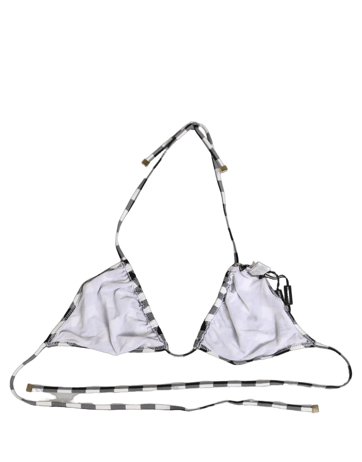 Dolce & Gabbana Women's Stretch Nylon Swimwear Top - Black White Checkered Plaid