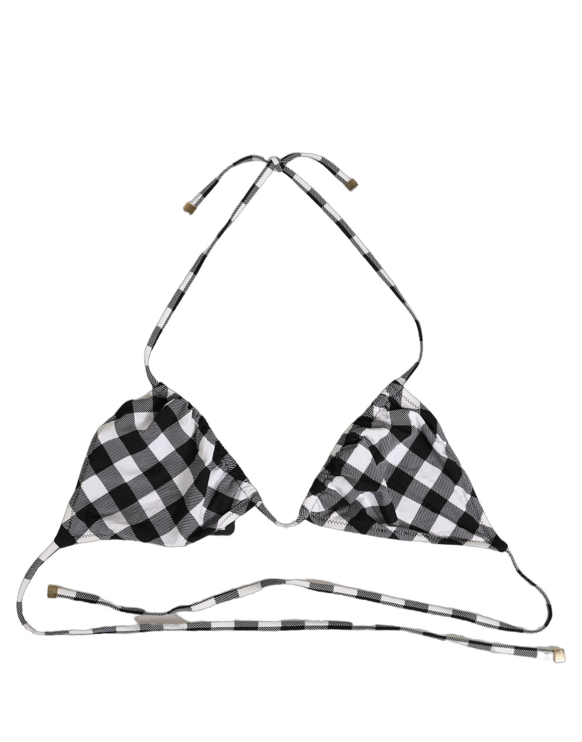 Dolce & Gabbana Women's Stretch Nylon Swimwear Top - Black White Checkered Plaid
