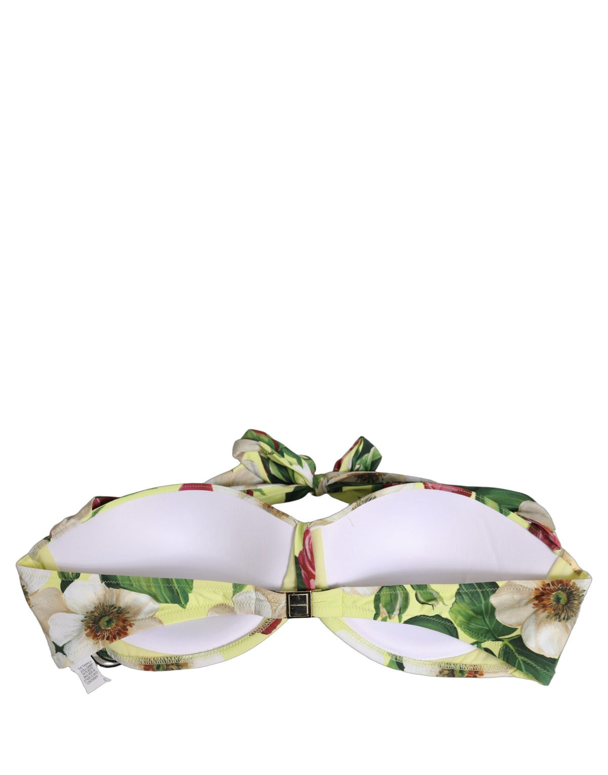 Dolce & Gabbana Women's Stretch Nylon Swimwear Top - Red White Yellow Floral Signature Print