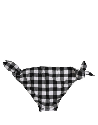 Dolce & Gabbana Women's Stretch Nylon Bikini - Black White Patterned Checkered Plaid Signature
