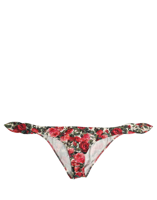 Dolce & Gabbana Women's Lace Nylon & Elastane Bikini - Multicolor Red Rose Patterned Floral Signature Print