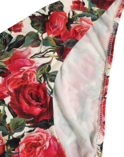 Dolce & Gabbana Women's Lace Nylon & Elastane Bikini - Multicolor Red Rose Patterned Floral Signature Print