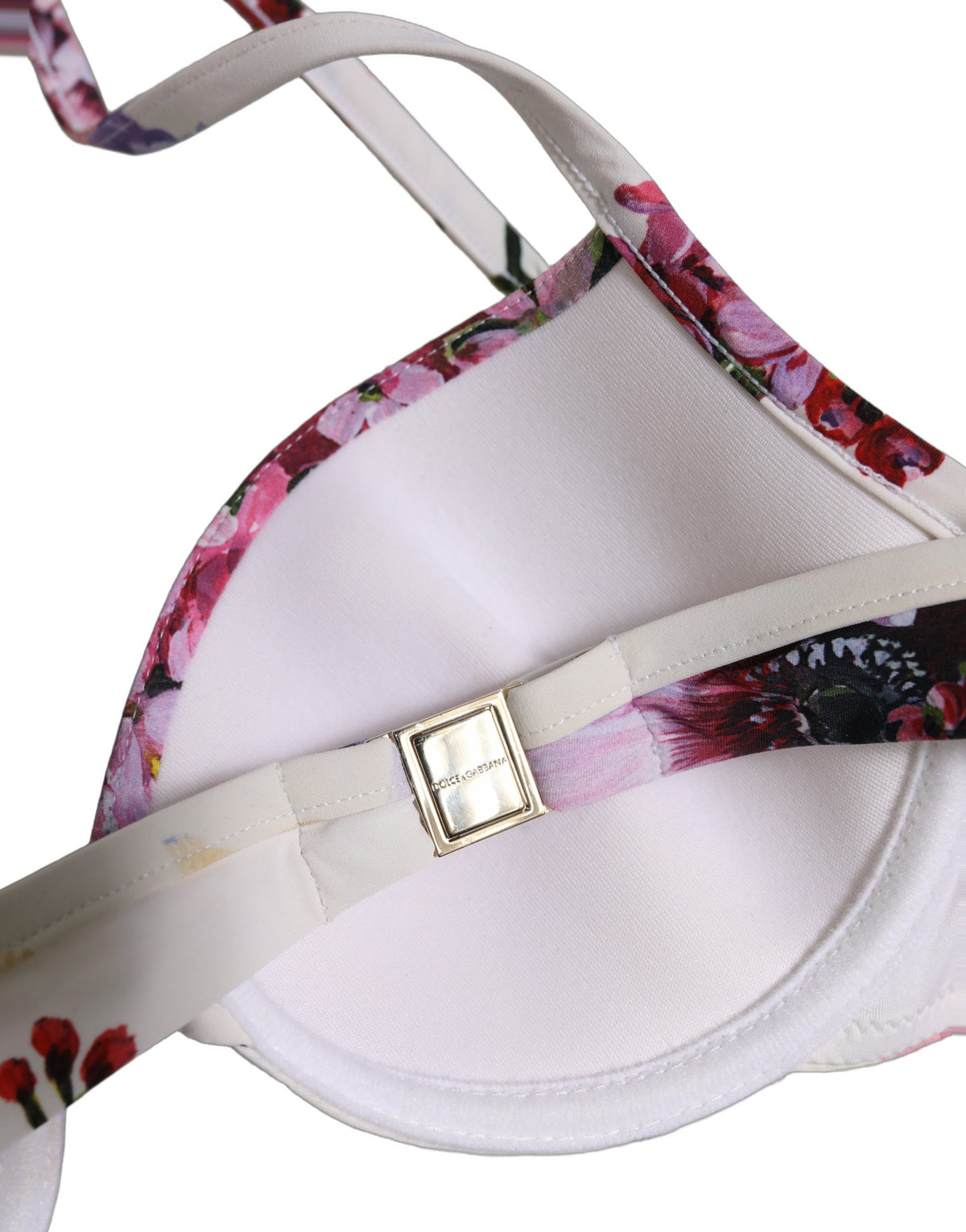 Dolce & Gabbana Women's Stretch Nylon Swimwear Top - White Floral Signature Print