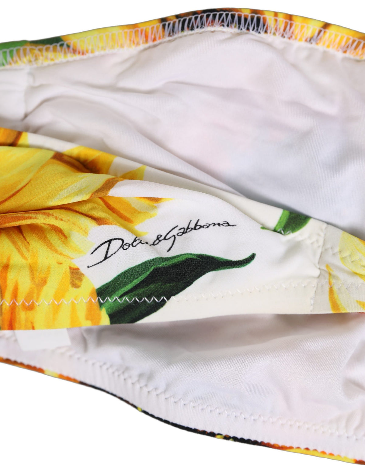 Dolce & Gabbana Crisp Women's Stretch Nylon Swimwear Top - White Signature Print