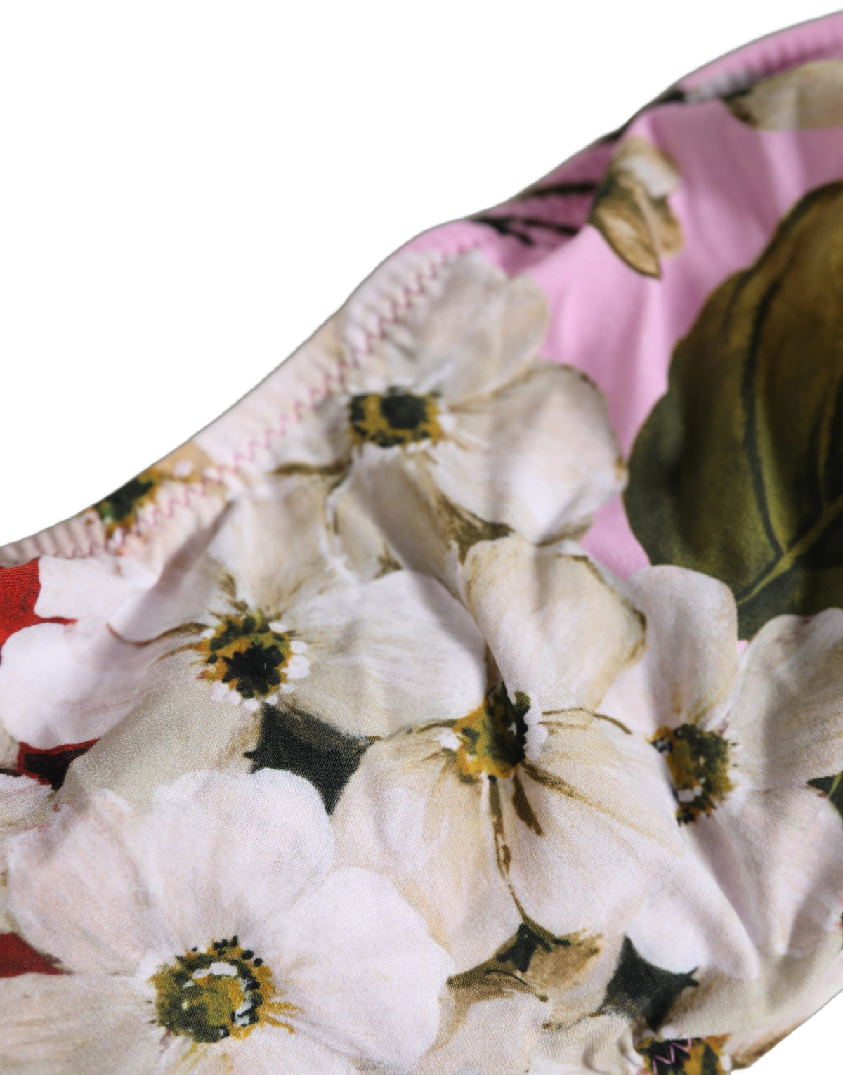 Dolce & Gabbana Women's Stretch Nylon Swimwear Top - Pink Floral Signature Print