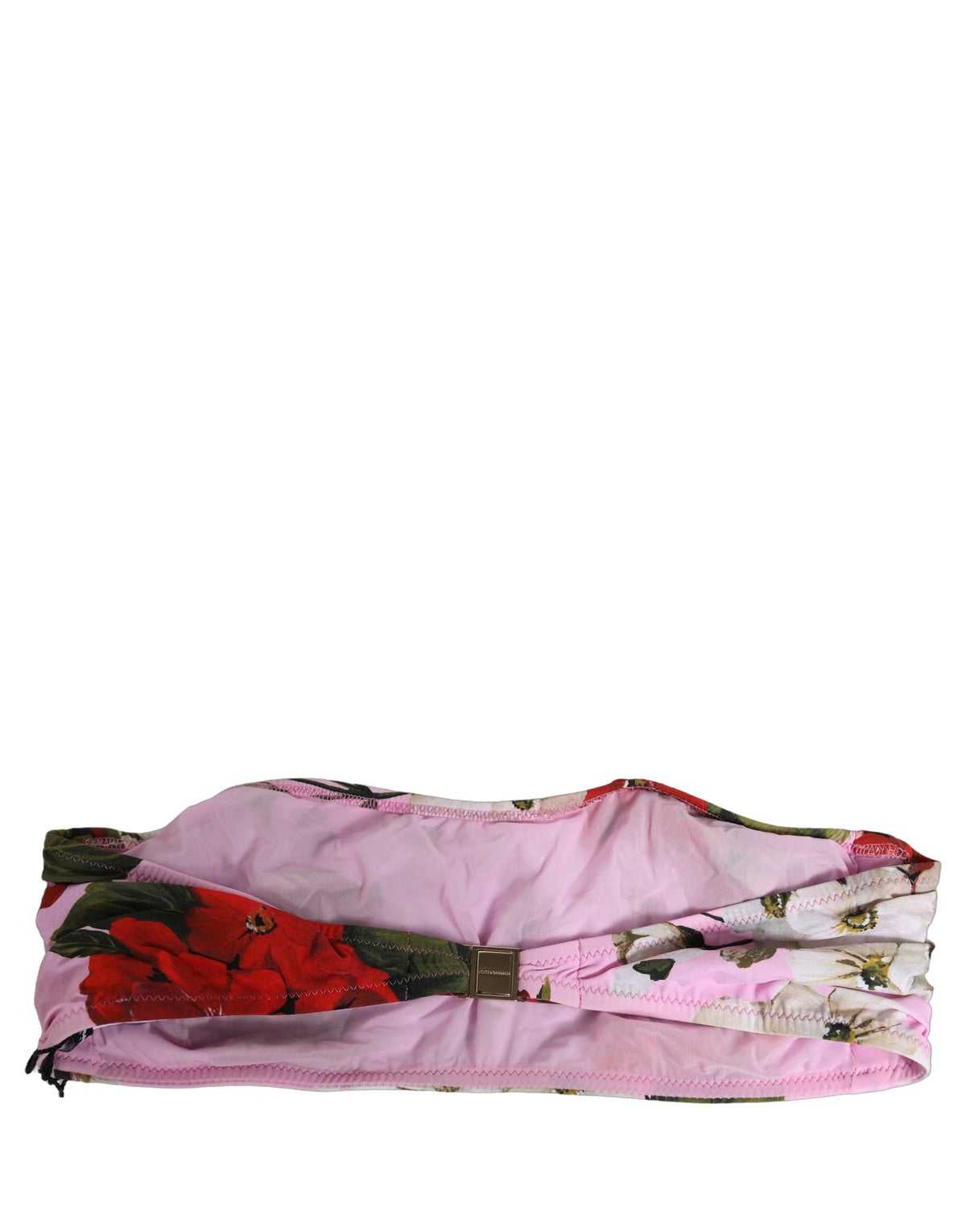 Dolce & Gabbana Women's Stretch Nylon Swimwear Top - Pink Floral Signature Print