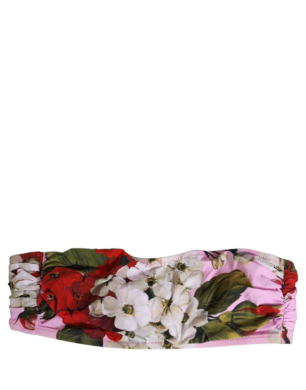 Dolce & Gabbana Women's Stretch Nylon Swimwear Top - Pink Floral Signature Print