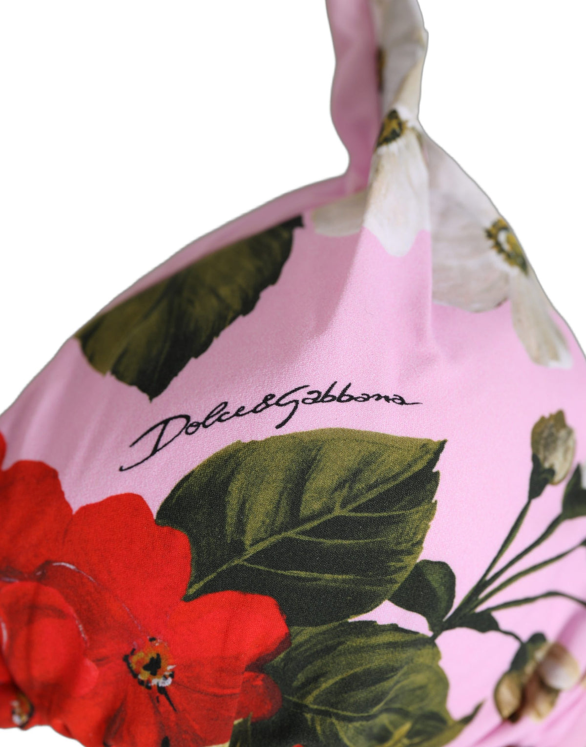 Dolce & Gabbana Women's Stretch Nylon Swimwear Top - Pink Floral Signature Print