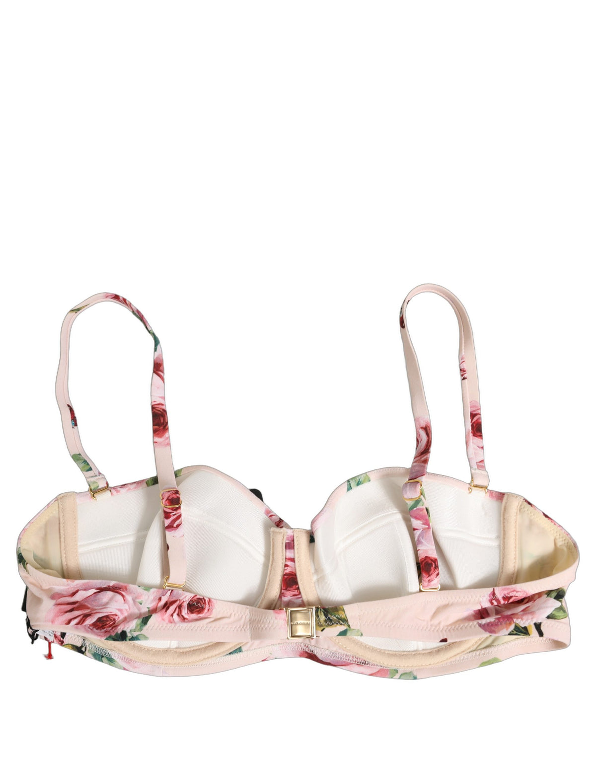 Dolce & Gabbana Women's Stretch Nylon Swimwear Top - Pink Rose Floral Signature Print