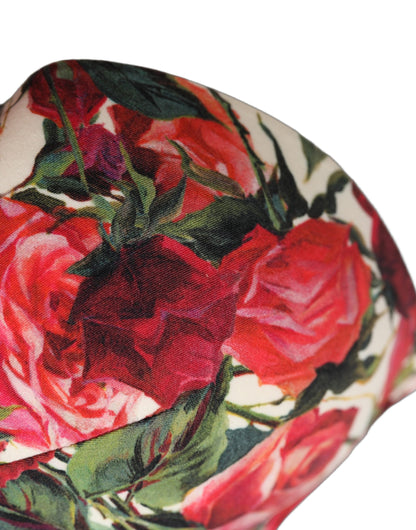 Dolce & Gabbana Women's Stretch Nylon Swimwear Top - Multicolor Rose White Floral Print