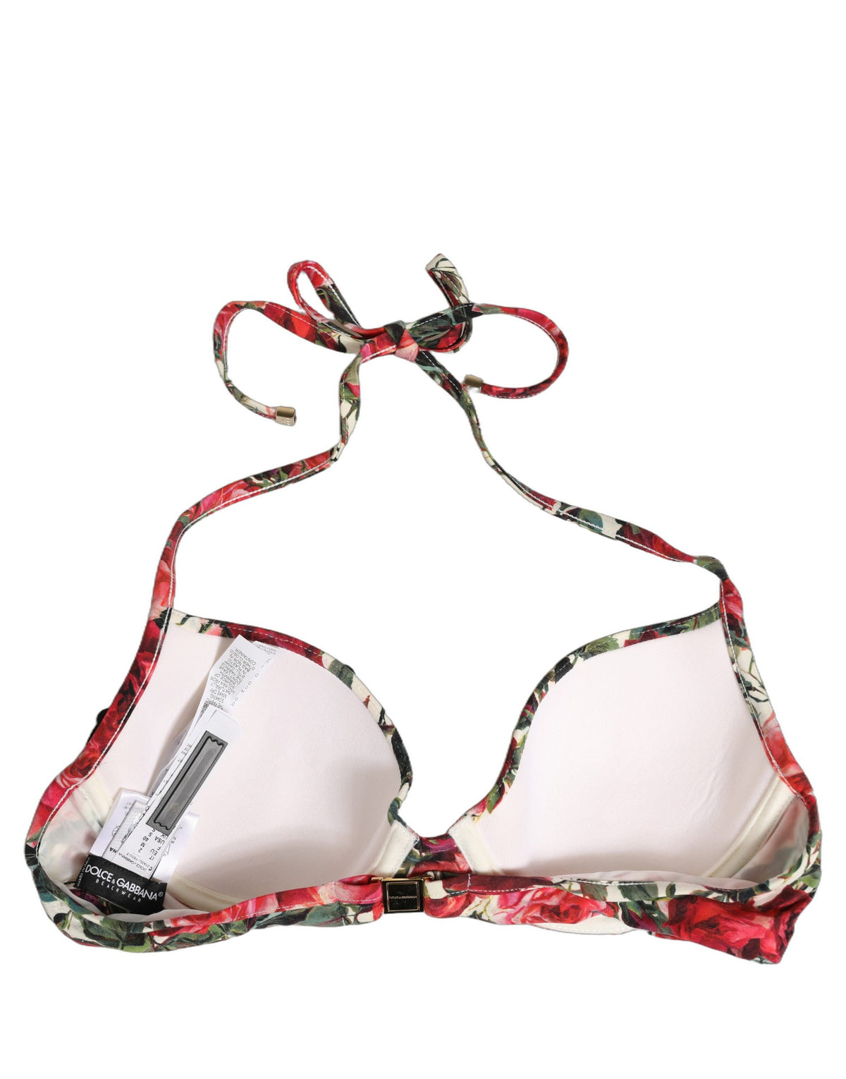 Dolce & Gabbana Women's Stretch Nylon Swimwear Top - Multicolor Rose White Floral Print