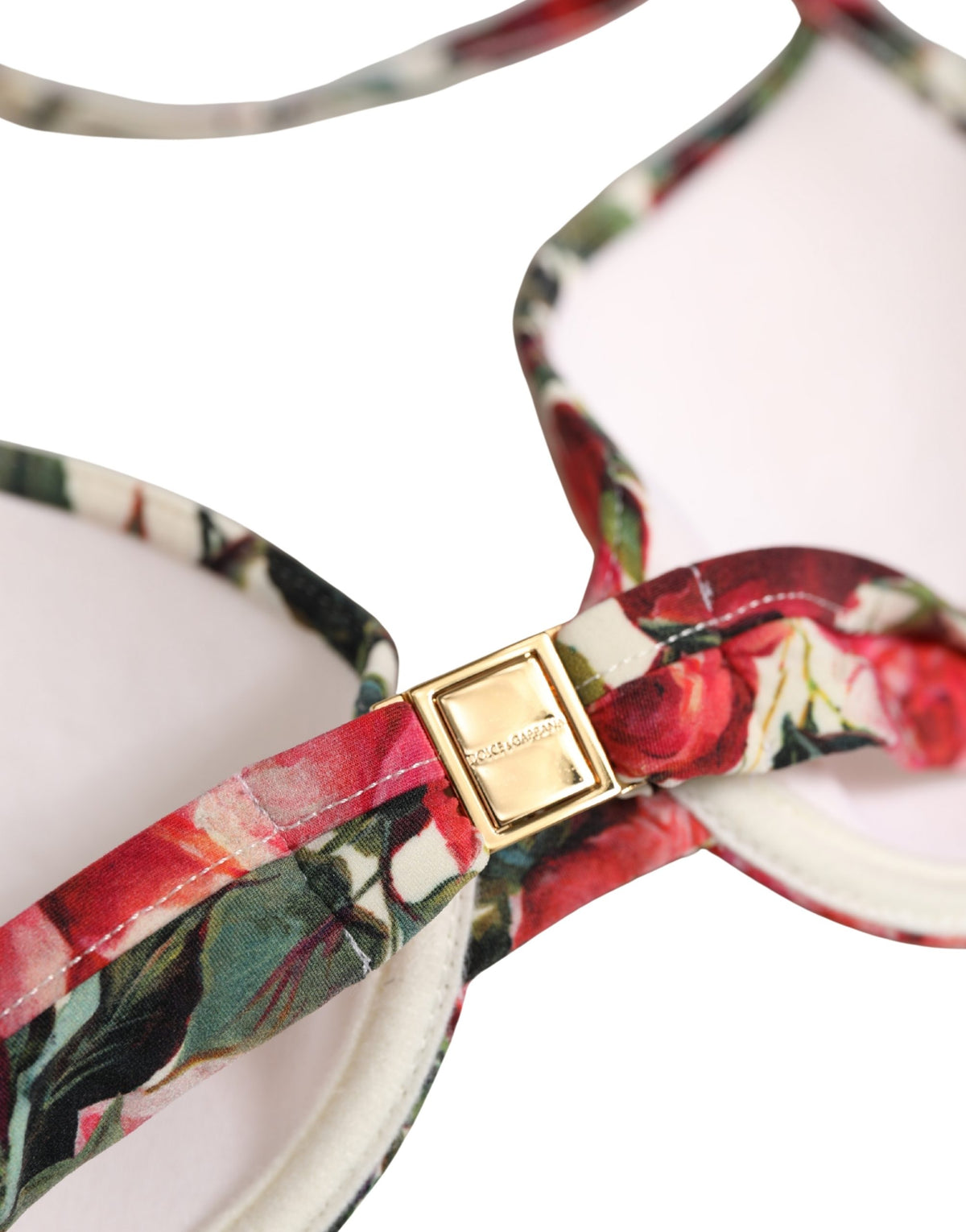 Dolce & Gabbana Women's Stretch Nylon Swimwear Top - Multicolor Rose White Floral Print
