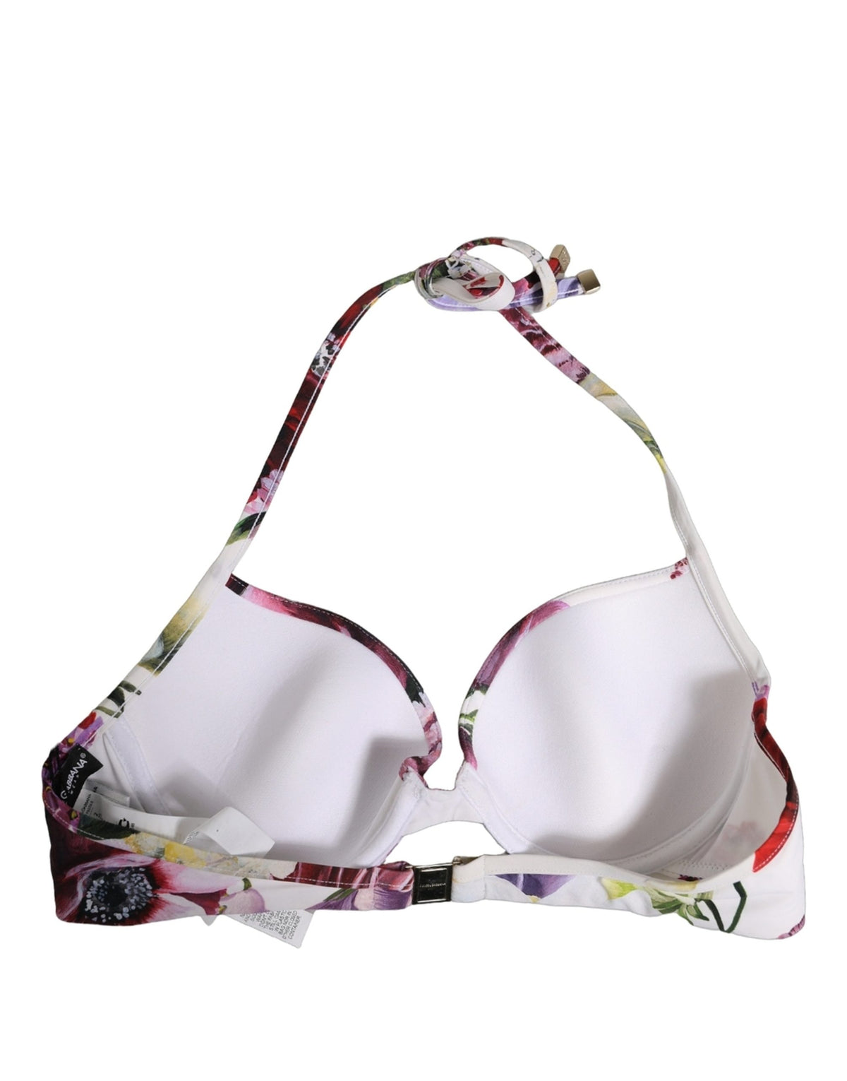 Dolce & Gabbana Women's Stretch Nylon Swimwear Top - White Floral Signature Print