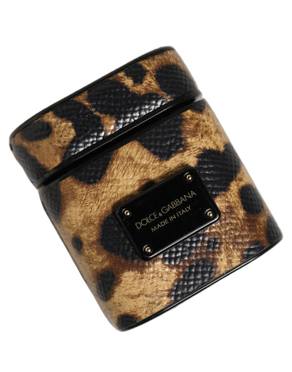Dolce & Gabbana Polyurethane & Calf Leather Earbuds Carrying Case - Brown Signature