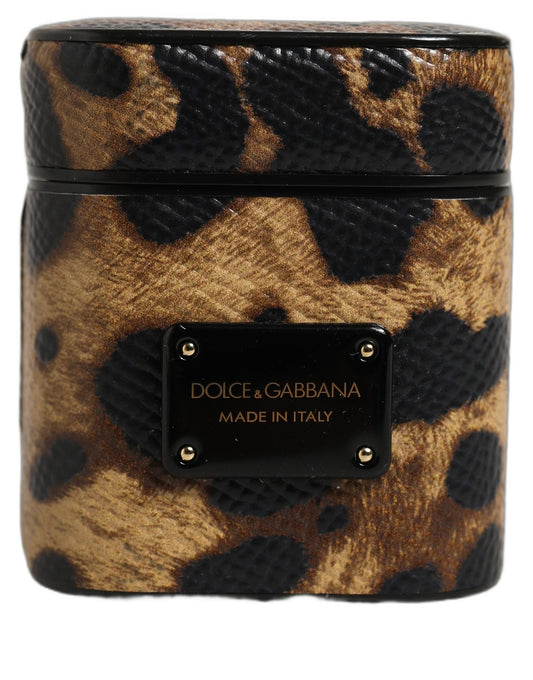 Dolce & Gabbana Polyurethane & Calf Leather Earbuds Carrying Case - Brown Signature