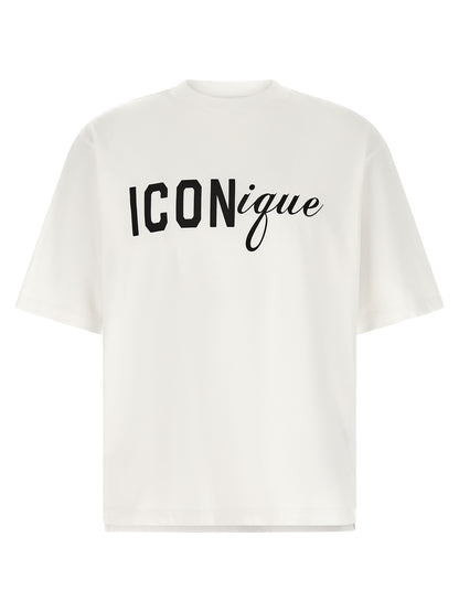 T-Shirt by Dsquared² for men in cotton white & print features a plush silhouette, showcasing a sophisticated crew neckline and short-sleeve for a truly plush finish.