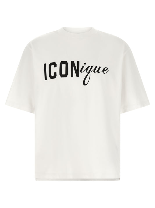 T-Shirt by Dsquared² for men in cotton white & print features a plush silhouette, showcasing a sophisticated crew neckline and short-sleeve for a truly plush finish.