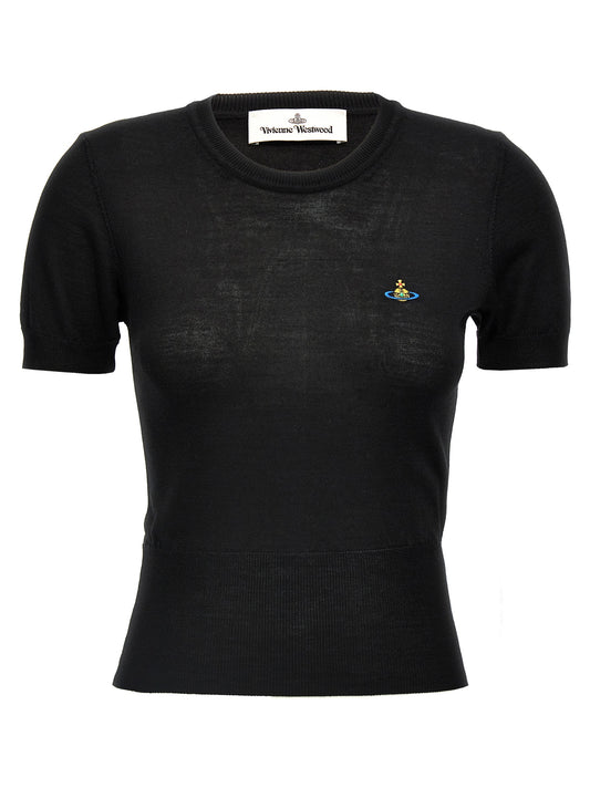 T-Shirt by Vivienne Westwood for women in organic cotton black features a plush silhouette, showcasing a sophisticated crew neckline and for a truly plush finish.