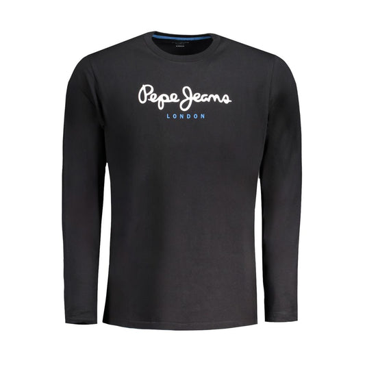 T-Shirt by Pepe Jeans for men in cotton black & print showcases a chic silhouette, artfully detailed with a chic crew neckline and for a chic finish.