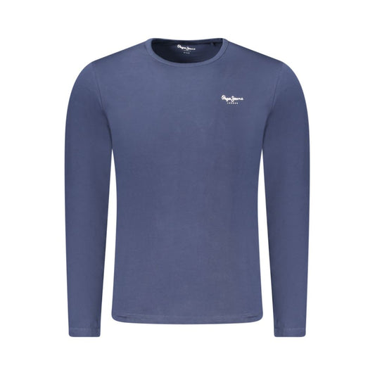 T-Shirt by Pepe Jeans for men in stretch cotton blue & print features an edgy silhouette, meticulously detailed with a sophisticated long-sleeve and crew neckline for a truly edgy finish.